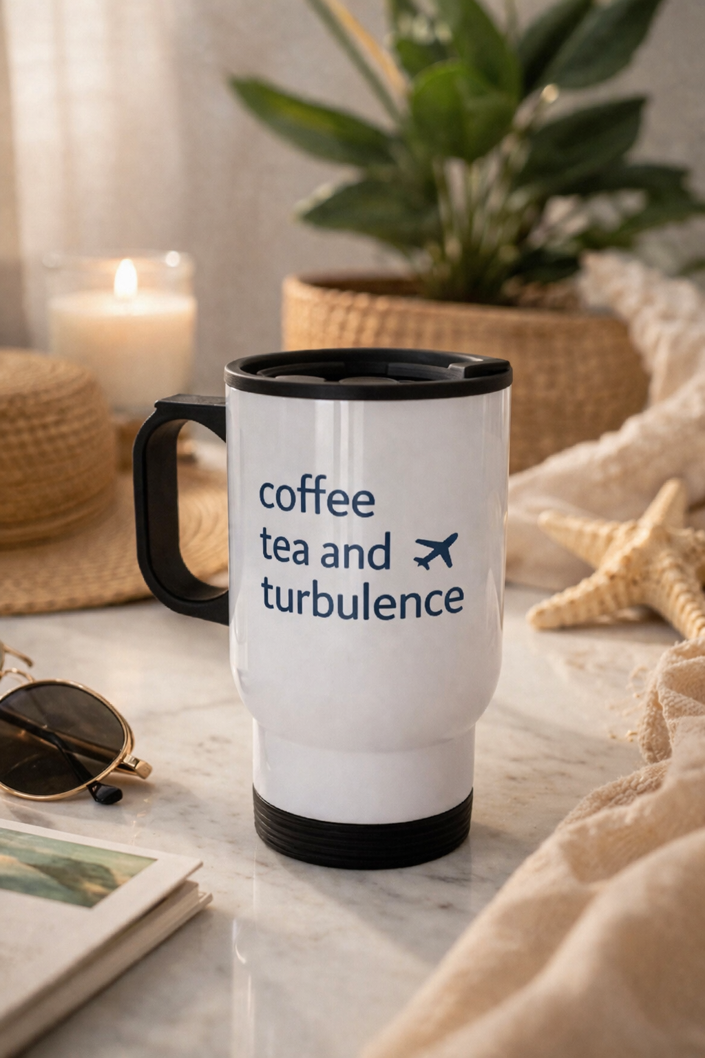 Coffee tea and turbulence travel tumbler