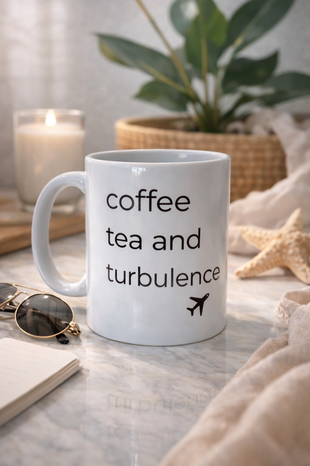 Coffee Tea and turbulence -Flight Attendant Mug/Cabin Crew Mug