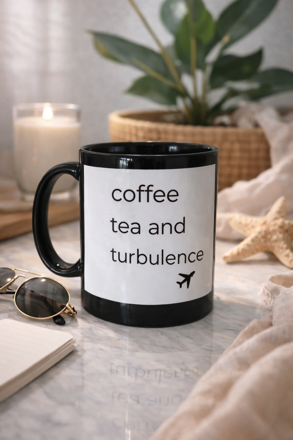 Coffee Tea and turbulence -Flight Attendant Mug/Cabin Crew Mug